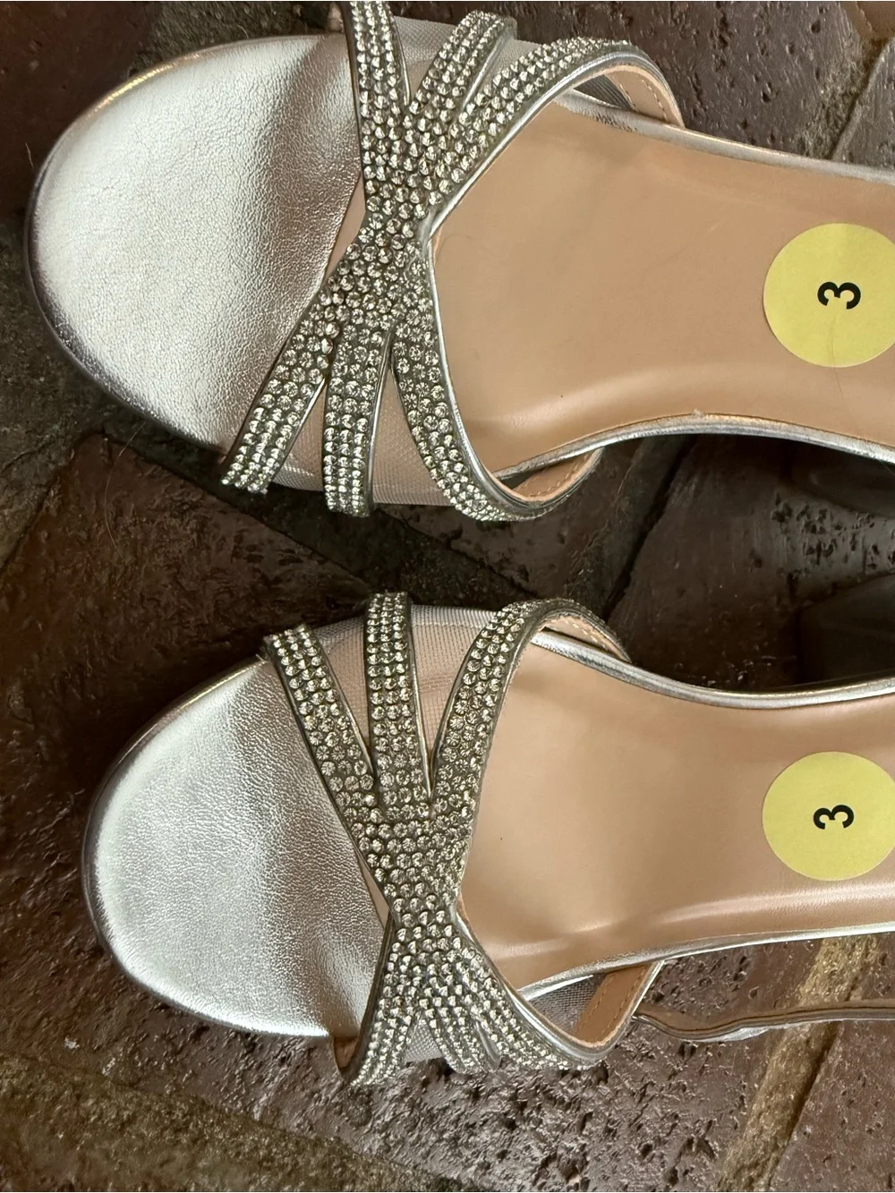 Soda Silver Rhinestone Strappy Open-Toe Sandals